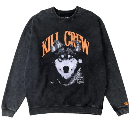 Kill crew heavyweight lux rogue wolf crew neck - black