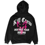 Kill crew oversized lux destroy hoodie - black