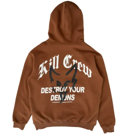 Kill crew oversized lux destroy hoodie - brown