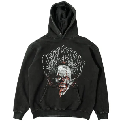 Kill crew oversized lux psychotic clown hoodie - black