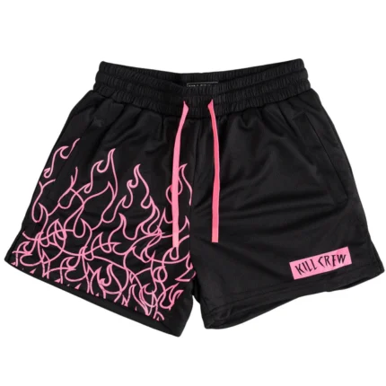 MUAY THAI FLAME SHORTS (MID THIGH CUT) - BLACk