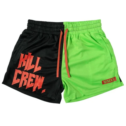 MUAY THAI SHORTS (MID THIGH CUT) 2 TONE - BLACK