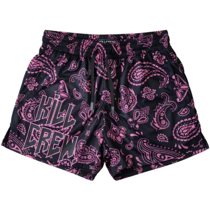 MUAY THAI SHORTS (MID THIGH CUT) BANDANA - BLACK