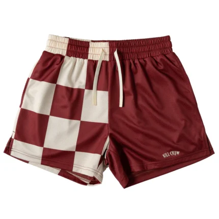 MUAY THAI SHORTS (MID THIGH CUT) CHECKER - RED