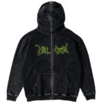 OVERSIZED LUX WOLF ZIP UP HOODIE - BLACK GREEN
