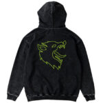 OVERSIZED LUX WOLF ZIP UP HOODIE - BLACK GREEN