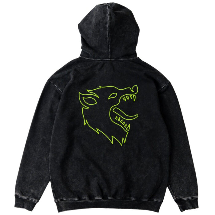 OVERSIZED LUX WOLF ZIP UP HOODIE - BLACK GREEN